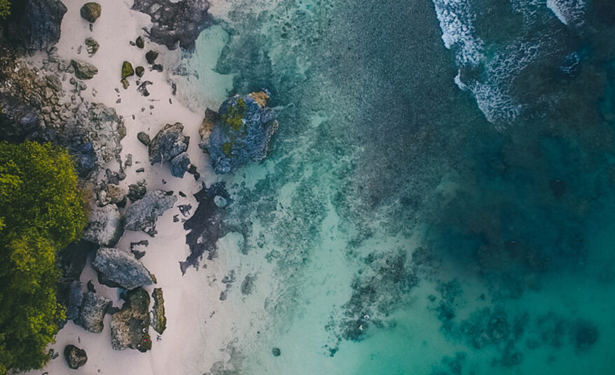 Bird's eye view of the beach and ocean