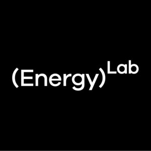 Logo for EnergyLab, featuring the text '(Energy)Lab' in white against a black background, with a clean and modern design.